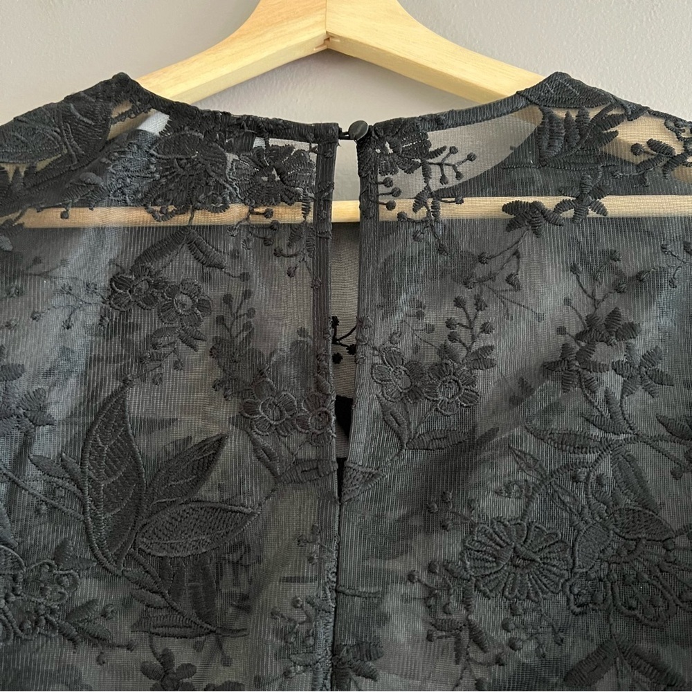 NA-KD Women’s Black Floral Lace Sheer Top Embroidered Elegant Size 40 - Picture 8 of 16